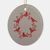 Rood met vogel op neutrofiele moderne Scandi Keramisch Ornament (Links)