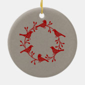 Rood met vogel op neutrofiele moderne Scandi Keramisch Ornament (Achterkant)