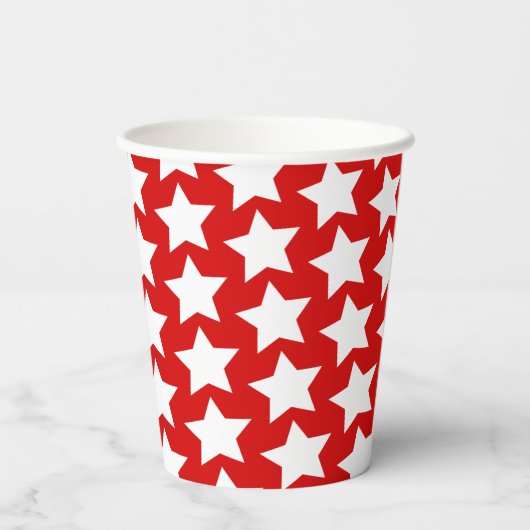 Rood met White Stars Pattern-kopjes Papieren Bekers (Achterkant)