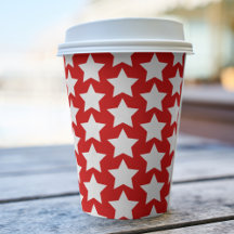 Rood met White Stars Pattern-kopjes