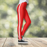 Rood met wit gestreept leggings<br><div class="desc">Verhoog je workout of casual stijl met deze gedurfde en levendige rode leggings met een klassieke witte zijstreep. Ontworpen voor comfort en duurzaamheid, zijn deze leggings ideaal voor de sportschool, een yogales of een ontspannen dagje uit. De high-waist pasvorm biedt een flatterend silhouet, terwijl het ademende materiaal zorgt voor de...</div>