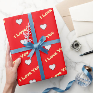 Rood met wit hart cadeaupapier