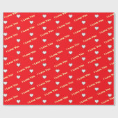Rood met wit hart cadeaupapier (Vlak)