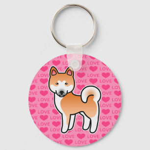 Rood met wit masker Cartoon Akita Love Sleutelhanger