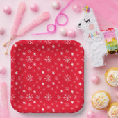 Rood met wit sneeuwvlokken papier Bord (Feest)
