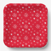 Rood met wit sneeuwvlokken papier Bord (Voorkant)