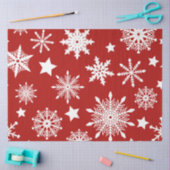 ROOD MET WIT WINTER SNOWFLAKS TISSUEPAPIER (Craft)