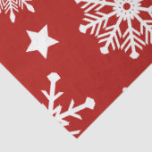 ROOD MET WIT WINTER SNOWFLAKS TISSUEPAPIER (Detail)