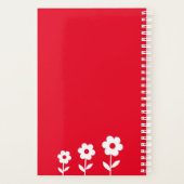 Rood met witte bloemen, aangepaste naamplanner planner (Achterkant)