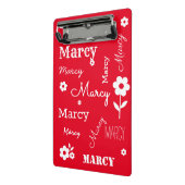 Rood met witte bloemen, Gepersonaliseerd mini-klem Mini Klembord (Angled2)