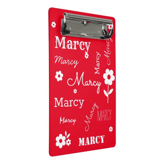 Rood met witte bloemen, Gepersonaliseerd mini-klem Mini Klembord (Schuin)