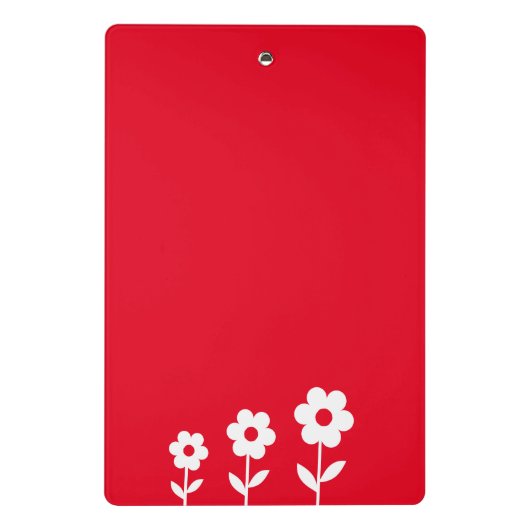 Rood met witte bloemen, Gepersonaliseerd mini-klem Mini Klembord (Achterkant)