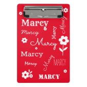 Rood met witte bloemen, Gepersonaliseerd mini-klem Mini Klembord (Voorkant)