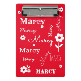 Rood met witte bloemen, Gepersonaliseerd mini-klem Mini Klembord