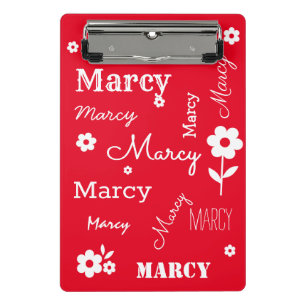 Rood met witte bloemen, Gepersonaliseerd mini-klem Mini Klembord