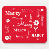 Rood met Witte Bloemen, Gepersonaliseerd Muismat (Voorkant)