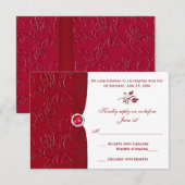 Rood met witte bloemen RSVP kaart (Voorkant / Achterkant)