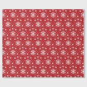 ROOD MET WITTE CHRISTMAS SNOWFLAKS CADEAUPAPIER (Vlak)