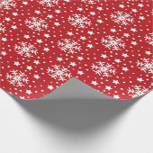 ROOD MET WITTE CHRISTMAS SNOWFLAKS CADEAUPAPIER (Hoek)