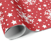 ROOD MET WITTE CHRISTMAS SNOWFLAKS CADEAUPAPIER (Rol Hoek)