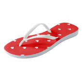 Rood met witte harten teenslippers (Schuin)