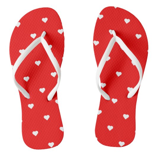 Rood met witte harten teenslippers (Voetbed)