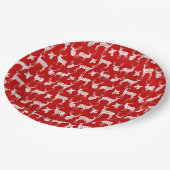 Rood met witte herten papier Borden Papieren Bordje (Gekanteld)