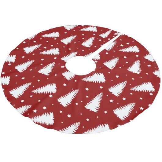 ROOD MET WITTE KERSTBOMEN KERSTBOOM ROK (Gekanteld)