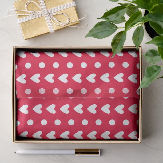 Rood Met Witte Kleine Doodle Harten & Stippen Tissuepapier (Geschenk)