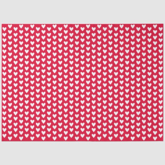 Rood Met Witte Kleine Doodle Liefdeshartjes Tissuepapier (Voorkant)