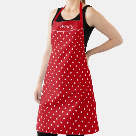 Rood met witte poka Dots Apron Schort (Insitu)