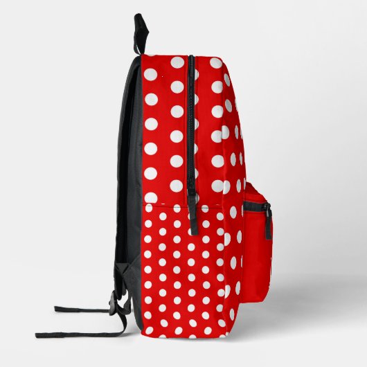 Rood met witte poka Dots gepersonaliseerd Bedrukte Rugzak (Links)