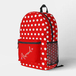 Rood met witte poka Dots gepersonaliseerd Bedrukte Rugzak