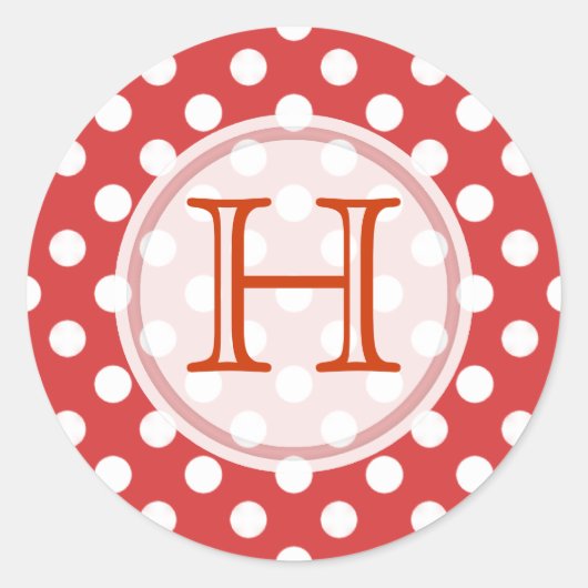 Rood met witte polka-dot monogram Stickers (Voorkant)