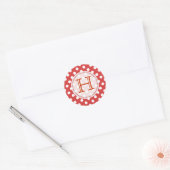 Rood met witte polka-dot monogram Stickers (Envelop)