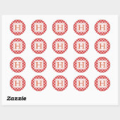 Rood met witte polka-dot monogram Stickers (Vel)