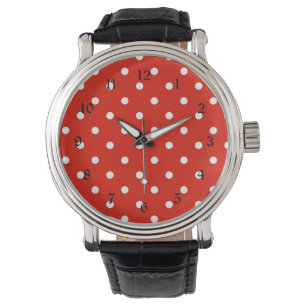 Rood met witte polka stippen horloge