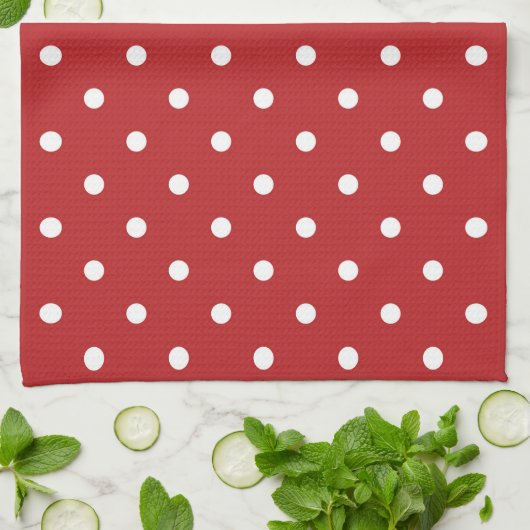 Rood met witte pooldots theedoek (Gevouwen)