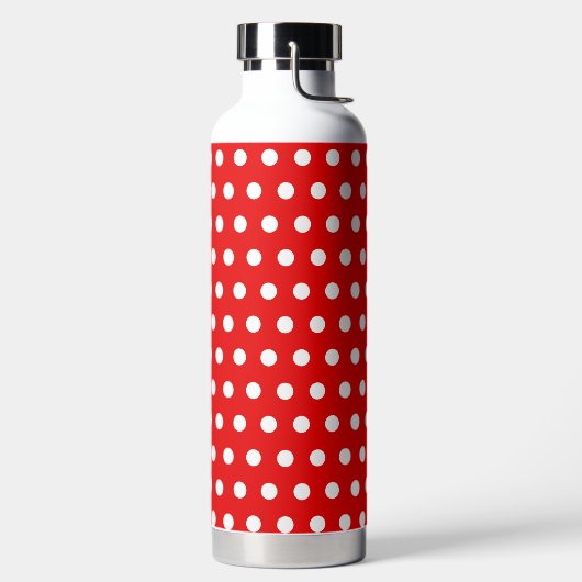 Rood met witte pooldots waterfles (Links)