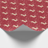 Rood met witte rendiertjes en sterren Kerstmis Cadeaupapier (Hoek)