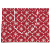 Rood met witte sneeuwvlokken Gift Bag - Groot, gla Groot Cadeauzakje (Voorkant)