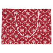 Rood met witte sneeuwvlokken Gift Bag - Groot, gla Groot Cadeauzakje (Achterkant)
