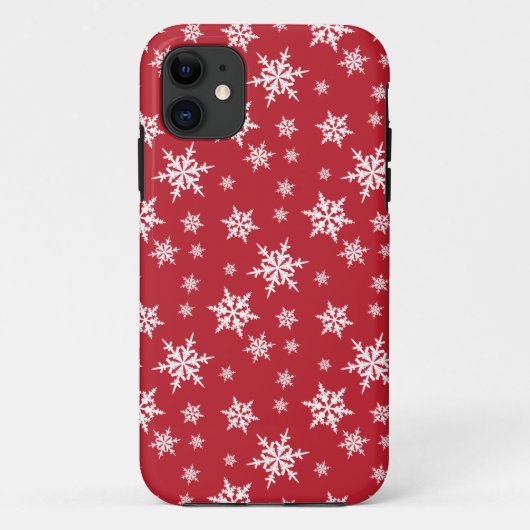 Rood met witte sneeuwvlokken iPhone-draagtas Case-Mate iPhone Case (Achterkant)