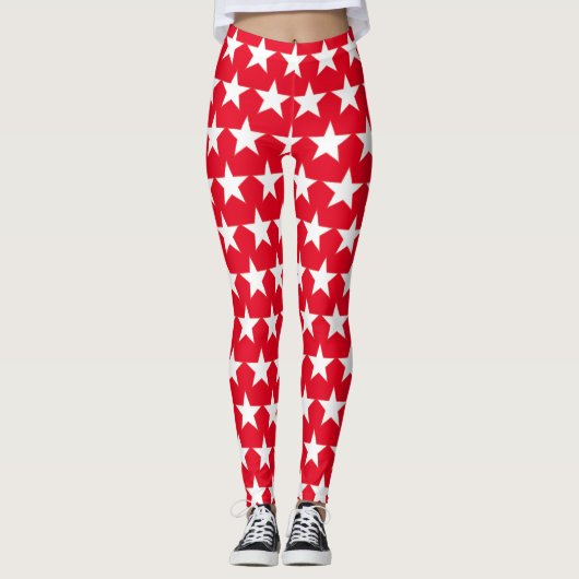 Rood met witte sterren Amerikaanse Leggings (Voorkant)