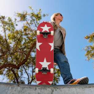 Rood met witte sterren HAMbWG Skateboard