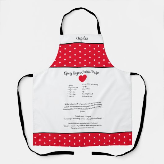 Rood met witte stip met een recept. schort (Voorkant)
