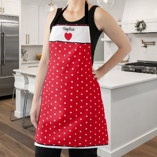 Rood met witte stip met een recept. schort