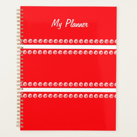 Rood met witte stippen en lijnenplank planner (Voorkant)