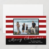 Rood met witte streep kerstkaart (Voorkant / Achterkant)