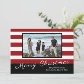 Rood met witte streep kerstkaart (Staand voorkant)